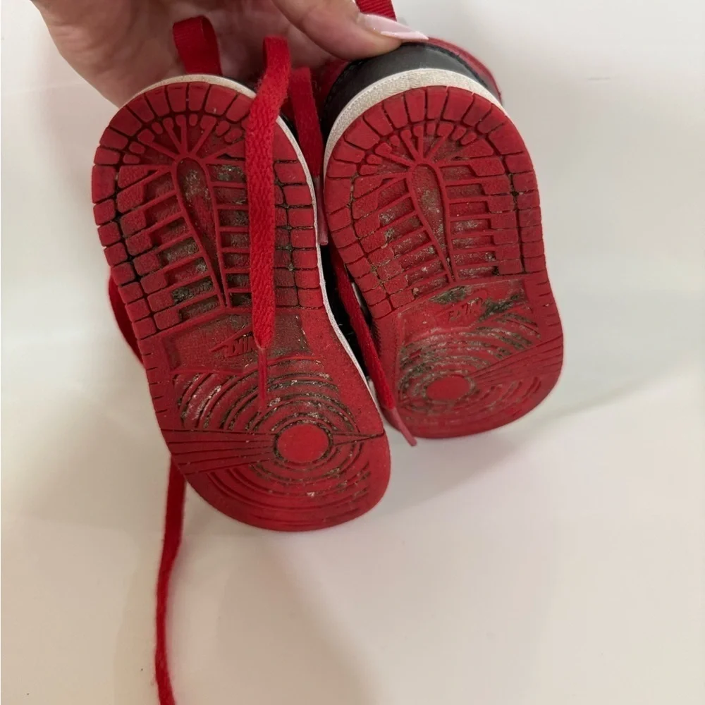 JORDAN Kids Red and Black Sneakers